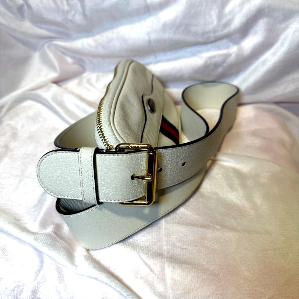 Gucci Crossbody Belt Bag Ophidia Calfskin Mystic White Pristine Luxury Rare COA - Picture 10 of 14